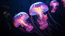 Pretty Iridescent Jellyfish Floating
