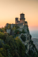 Wall Mural - San Marino cityscape, Guaita fortress  on the top of Mount Titano rock Republic of San Marino