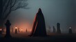 © K4VEE - mysterious figure cloaked in a red cape , horror background