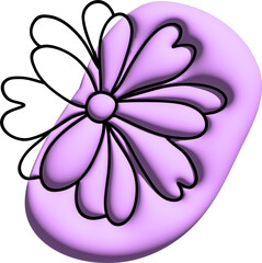 Sticker - 3D Flower with abstract spot