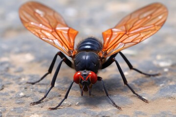 Poster - close-up of tarantula hawk wasp wings spread