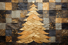Christmas Tree With Golder Patchwork. .