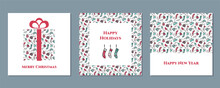Merry Christmas And Happy Holidays Three Greeting Card Collection