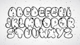 Fototapeta Młodzieżowe - Graffiti alphabet. Bubble graffiti letters outline. Uppercase letters with drips, drops and spray effect. Graffiti font. Street art style. Bubble font.