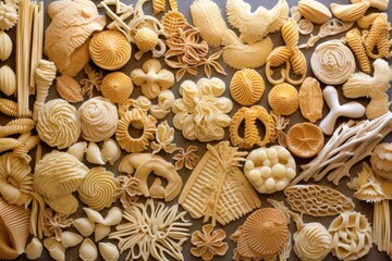 Poster - fresh pasta dough shaped into various types