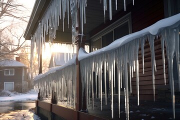 Poster - melting icicles hanging from a railing