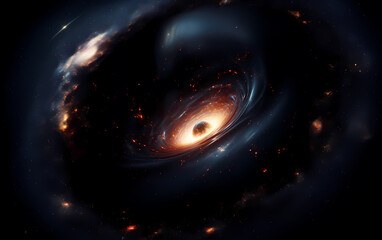 Wall Mural - Black hole in galaxy digital art scientists background
