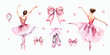 Hand drawn sketch ballerina ballet set. Vector illustration.