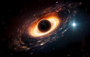 Wall Mural - Black hole in galaxy digital art scientists background