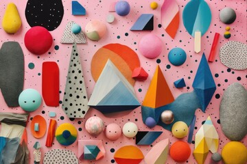 Wall Mural - colorful collage background with various shapes