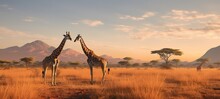 Giraffes In The African Savannah
