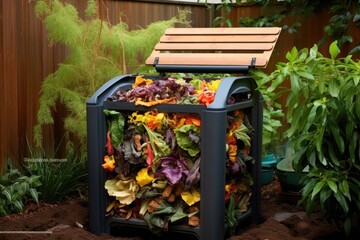 Poster - garden compost bin with kitchen waste