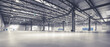 © tiero - horizontal image of an empty warehouse with a metal structure.