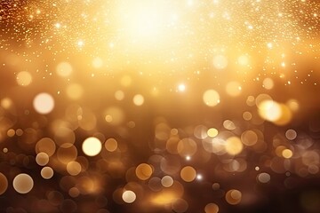 Gold bokeh light background, Christmas glowing bokeh confetti and sparkle texture overlay for your design. Sparkling gold dust abstract golden luxury decoration background.