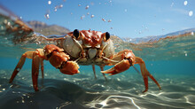 "Crab's Underwater Adventure: Captured With Dome Port In 16:9 Aspect Ratio"