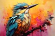 Bird in various soft color paints. Beautiful illustration picture. Generative AI
