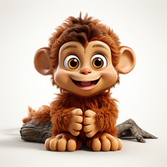 Sticker - A cute 3d cartoon monkey animal