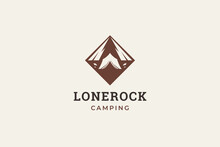 Camping Tent With Mountain Hiking Tourism Geometric Retro Logo Design Template Vector Flat