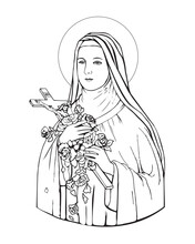Saint Therese Of Child Jesus Catholic Illustration Religious Vector
