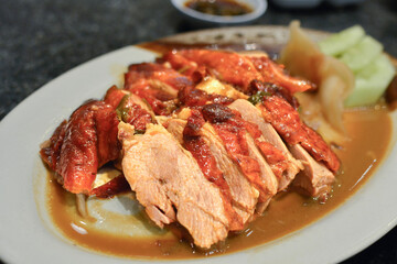 Wall Mural - The food in the bowl is pork blood soup.