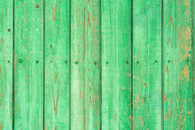 Green Painted Wooden Old Boards As A Background