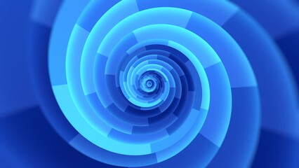 Wall Mural - Minimal spiral in infinite rotation. Abstract background in blue color. Dizzy concentric pattern. Retro backdrop for event, party, carnival, celebration, anniversary or other. Seamless loop animation.