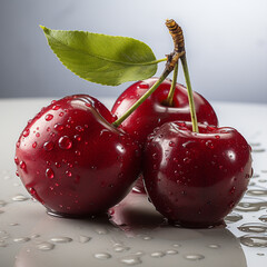 Poster - Red cherries on a white background