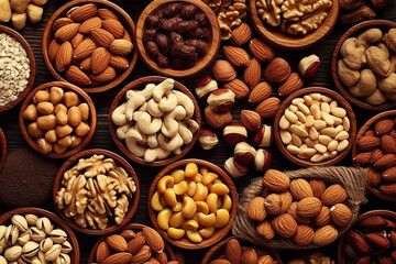 Wall Mural - nuts, top view.