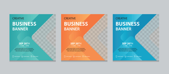 Wall Mural - set of editable square business web banner design template. background gradients color. suitable for