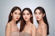 © A Denny Syahputra - group of a Beautiful young asian woman with clean fresh skin on white background, Face care, Facial treatment, Asian women portrait