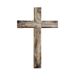 Wooden Christian cross isolated on a transparent background, generative ai