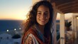 Portrait of a beautiful Moroccan girl against the backdrop of sunset.