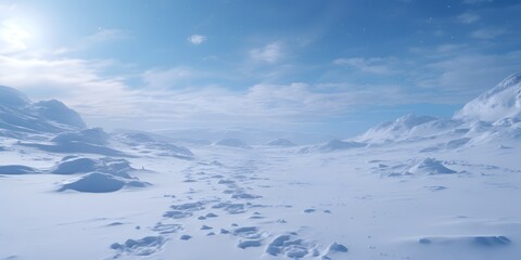 Footprints in the snow, panning, science fiction, 2K, high detail