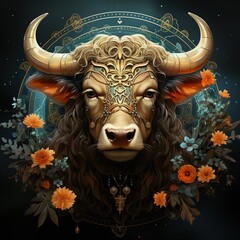 taurus zodiac sign constellation astrological concept background. image of the zodiac leo with astro