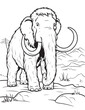Mammoth coloring book, drawing book for kiids, ancient elephant mammoth drawing