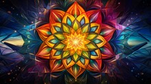 Hypnotic Fractal Mandala Pattern In Colorful Neon Colors As Background Illustration