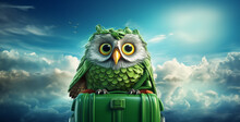 Owl On Sky A Green Owl Like Duolingo Fly With Baggage In Sky HD Wallpaper