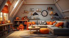 Spooky Scary Halloween Party Decoration Kids Living Room Apartment Cottage, Holiday Seasonal Jack O Lanterns, Web, Ghost Toys. 