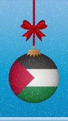 Wall Mural - Snow falling on christmas ball with flag of Abkhazia Sudan