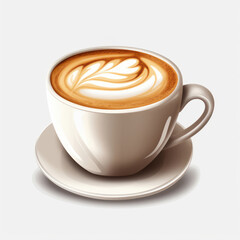 Illustration of a cup of coffee, on a white background. Generative AI.