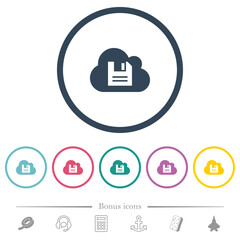 Sticker - Cloud storage flat color icons in round outlines