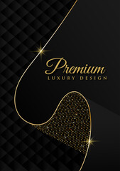 abstract black and gold lines on a dark luxurious background with a glitter effect. For business cards, wallpapers, invitations.