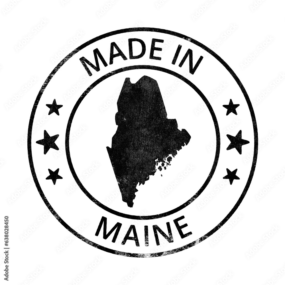 Made in Maine grunge rubber stamp with state map isolated on ...