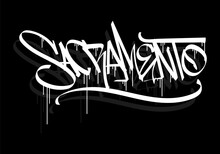 SACRAMENTO Word Graffiti Tag Style