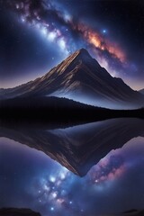 Wall Mural - Highland landscape with night sky. AI generated illustration
