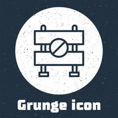 Sticker - Grunge line Road barrier icon isolated on grey background. Symbol of restricted area which are in under construction processes. Repair works. Monochrome vintage drawing. Vector