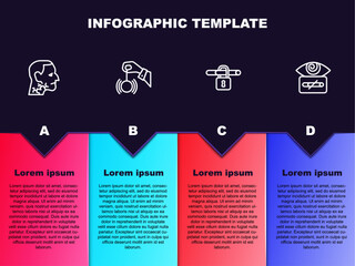 Wall Mural - Set line Throat cancer, Hypnosis, No smoking and . Business infographic template. Vector