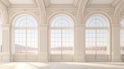 the majestic arched windows of the grand room radiate with natural light, creating a perfect balance