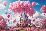 Fairytale pink palace with balloons