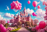 Fairytale pink palace with balloons